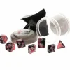 Dice>Polyhedral 7-Piece DnD Pizza Dungeon Dice Set - Dual Pink & Black - Your Source for Gaming Essentials