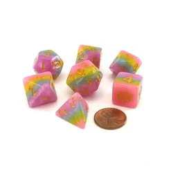Dice>Polyhedral 7-Piece Layered Dice Set - Cotton Candy - Your Source for Gaming Essentials
