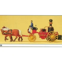 Preiser 30428 HO Horse Drawn Steam Fire Engine Wagon with Fire Man Figure - Your Source for Gaming Essentials*
