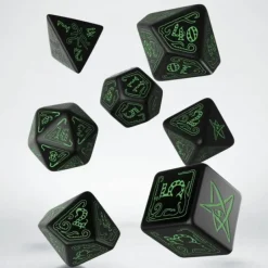 Dice>Q-Workshop Call of Cthulhu Dice Set Black with Green Etches (7 Piece Set) - Your Source for Gaming Essentials