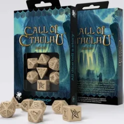 Dice>Q-Workshop Call of Cthulhu Dice Set Beige with Black Etches (7 Piece Set) - Your Source for Gaming Essentials