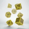 Dice>Q-Workshop Celtic Dice Set 3D Yellow/Black (7) #SCER13 - Your Source for Gaming Essentials
