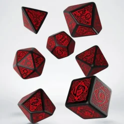 Dice>Q-Workshop Celtic Dice Set 3D Black with Red (7 Piece Set) - Your Source for Gaming Essentials