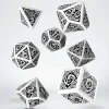 Dice>Q-Workshop Celtic Dice Set 3D White with Black (7 Piece Polyhedral Set) - Your Source for Gaming Essentials