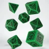 Dice>Q-Workshop Celtic Dice Set 3D Green with Black Revised (7 Piece Set) - Your Source for Gaming Essentials