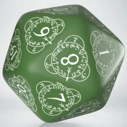 Dice>Q-Workshop CG Level Counter D20 Dice - Green with White Etches - Your Source for Gaming Essentials