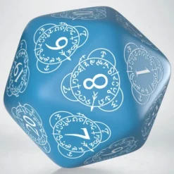 Dice>Q-Workshop CG Level Counter D20 Dice - Blue with White Etches - Your Source for Gaming Essentials
