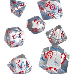 Dice>Q-Workshop Classic RPG Dice Set Transparent Blue with Red Numbers (7 Piece Set) - Your Source for Gaming Essentials