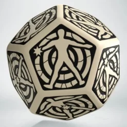 Dice>Q-Workshop D12 Hit Location Dice - Beige with Black (1 Die) - Your Source for Gaming Essentials