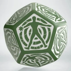 Dice>Q-Workshop D12 Hit Location Dice - Green with White (1 Die) - Your Source for Gaming Essentials
