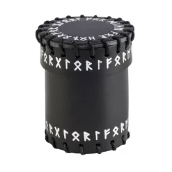 Dice>Q-Workshop Dice Cup - Runic Black Leather - Your Source for Gaming Essentials