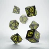 Dice>Q-Workshop Dragons Dice Set Black with Yellow Etches (7 Piece Set) - Your Source for Gaming Essentials