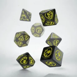 Dice>Q-Workshop Dragons Dice Set Black with Yellow Etches (7 Piece Set) - Your Source for Gaming Essentials