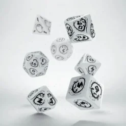 Dice>Q-Workshop Dragons Dice Set White with Black Etches (7 Piece Set) - Your Source for Gaming Essentials