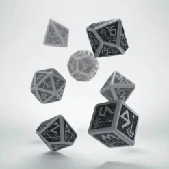 Dice>Q-Workshop Dwarven Dice Set Gray with Black Etches (7 Piece Set) - Your Source for Gaming Essentials