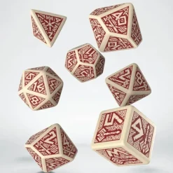 Dice>Q-Workshop Dwarven Dice Set Beige with Burgundy (7 Piece Set) - Your Source for Gaming Essentials