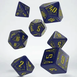 Dice>Q-Workshop Galactic Dice Set: Navy Blue with Yellow (7 Polyhedral Dice) - Your Source for Gaming Essentials
