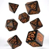Dice>Q-Workshop Halloween Pumpkin Dice Set - Black with Orange Etches (7 Dice) - Your Source for Gaming Essentials