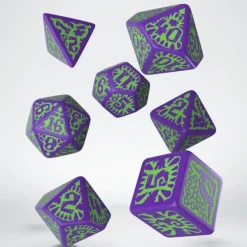Dice>Q-Workshop Pathfinder Goblin Purple with Green Etches Dice Set (7 Piece Set) - Your Source for Gaming Essentials