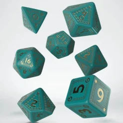 Dice>Q-Workshop RuneQuest Dice Set Turquoise with Gold (7 Pieces) - Your Source for Gaming Essentials