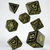 Dice>Q-Workshop Runic Dice Set Black with Yellow Etches (7 Pieces Set) - Your Source for Gaming Essentials