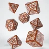 Dice>Q-Workshop Steampunk Clockwork Dice Set Caramel with White Etches (7 Piece Set) - Your Source for Gaming Essentials