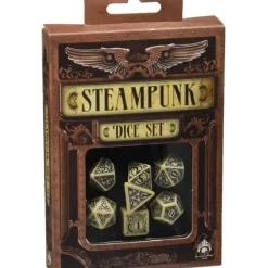 Dice>Q-Workshop Steampunk Dice Set Beige with Black Etches (7 Piece Set) - Your Source for Gaming Essentials
