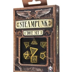 Dice>Q-Workshop Steampunk Dice Set Yellow with Black Etches (7 Piece Set) - Your Source for Gaming Essentials