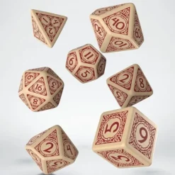 Dice>Q-Workshop Viking Dice Set Beige with Brown (7 Piece Set) - Your Source for Gaming Essentials