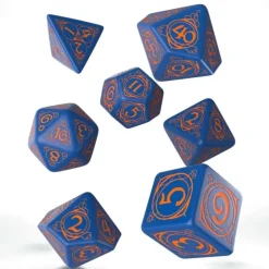 Dice>Q-Workshop Wizard Dice Set - Navy Blue with Orange Etches (7 Polyhedral Dice) - Your Source for Gaming Essentials