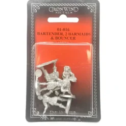 Tabletop Miniatures-Ral Partha Bartender, Two Barmaids, and a Bouncer #01-016 Unpainted Metal Figure - Your Source for Gaming Essentials