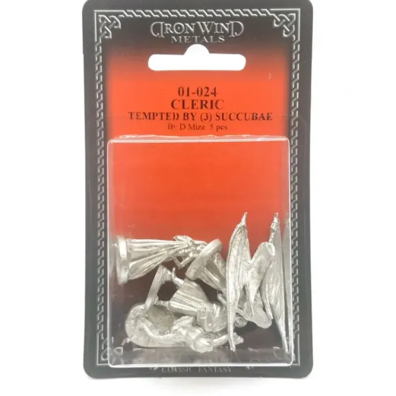 Tabletop Miniatures-Ral Partha Cleric Tempted By Three Succubae #01-024 Unpainted RPG Metal Figure - Your Source for Gaming Essentials