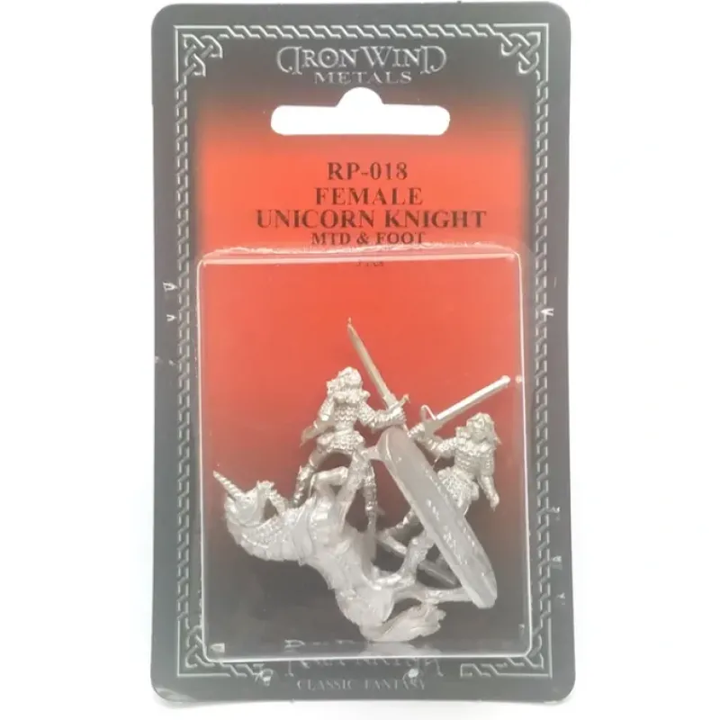 Tabletop Miniatures-Ral Partha Female Unicorn Knight (Mounted & On Foot) #RP-018 Unpainted Metal - Your Source for Gaming Essentials