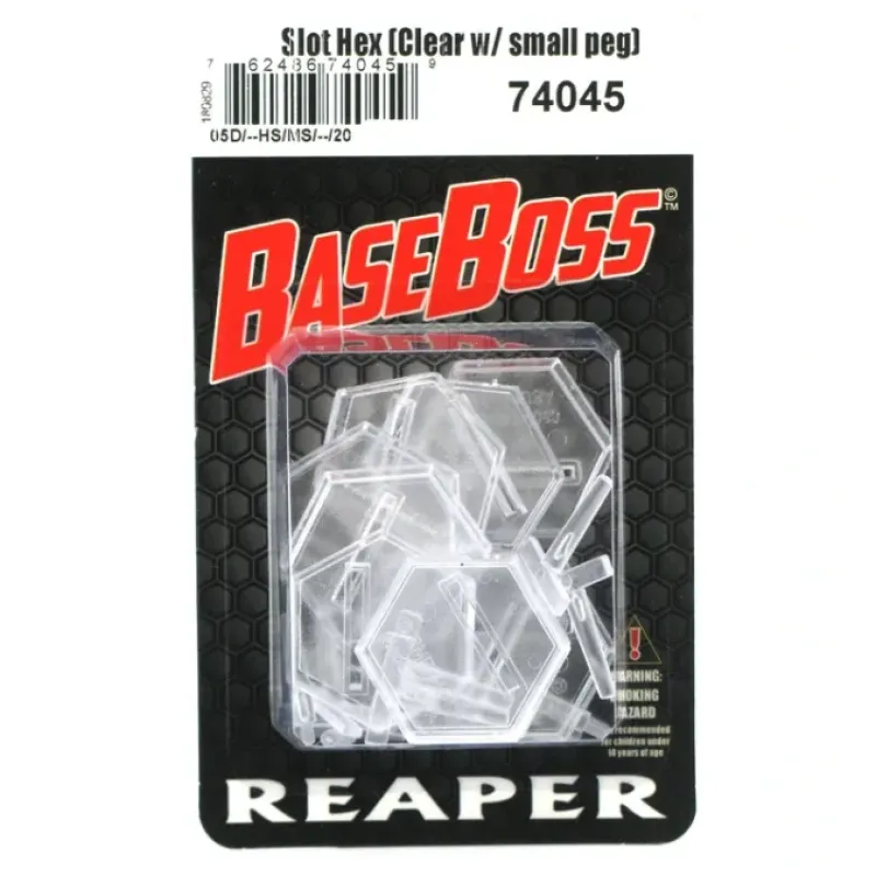Tabletop Miniatures-Reaper Miniatures 1 Inch Transparent Slotted Hex (10 bases 10 pegs) #74045 - Your Source for Gaming Essentials