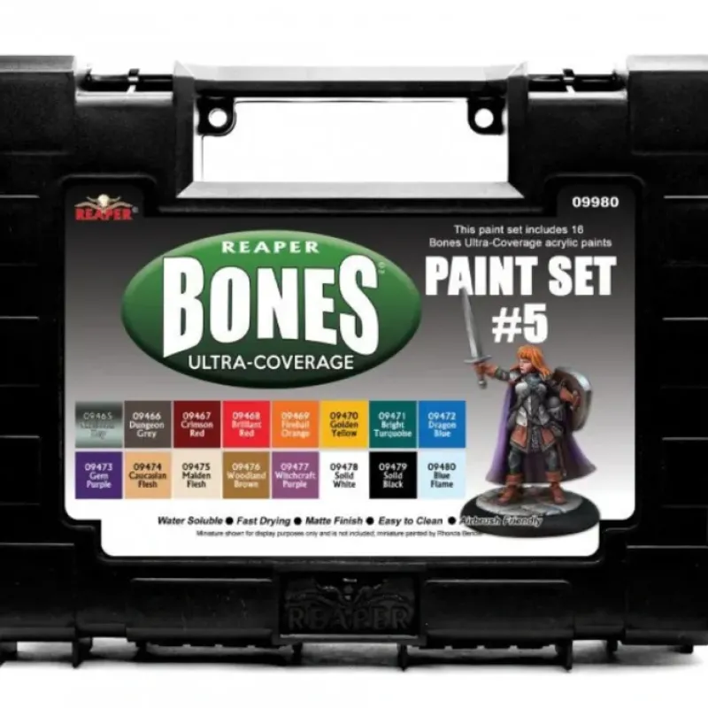 Tabletop Miniatures-Reaper Miniatures #09980 MSP Bones Ultra-Coverage Paint Set #5 - 16 Bottles - Your Source for Gaming Essentials
