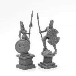 Tabletop Miniatures-Reaper Miniatures Amazon and Spartan Living Statues (Bronze) #44126 Bones Black - Your Source for Gaming Essentials