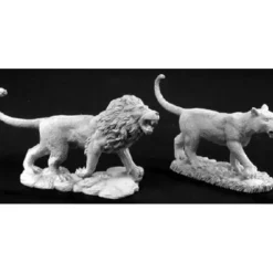 Tabletop Miniatures>Reaper Miniatures Male & Female Lion #02776 Dark Heaven Legends Unpainted Metal - Your Source for Gaming Essentials