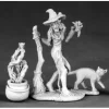 Tabletop Miniatures-Reaper Miniatures Witch, Cauldron & Cat #03549 Dark Heaven Unpainted Metal - Your Source for Gaming Essentials