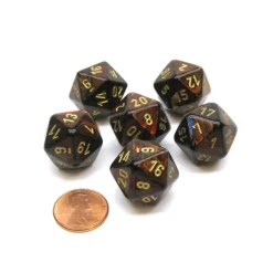 Dice>Scarab 20 Sided D20 Chessex Dice, 6 Pieces - Blue Blood with Gold Numbers - Your Source for Gaming Essentials