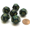 Dice>Scarab 18mm 12 Sided D12 Chessex Dice, 6 Pieces - Jade with Gold - Your Source for Gaming Essentials