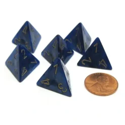 Dice>Scarab 18mm 4 Sided D4 Chessex Dice, 6 Pieces - Royal Blue with Gold - Your Source for Gaming Essentials