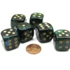 Dice>Scarab 20mm Big D6 Chessex Dice, 6 Pieces - Jade with Gold Pips - Your Source for Gaming Essentials