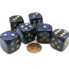 Dice>Scarab 20mm Big D6 Chessex Dice, 6 Pieces - Royal Blue with Gold Pips - Your Source for Gaming Essentials