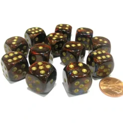 Dice>Scarab 16mm D6 Chessex Dice Block (12 Dice) - Blue Blood with Gold Pips - Your Source for Gaming Essentials