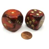 Dice>Scarab 30mm Large D6 Chessex Dice, 2 Pieces - Scarlet with Gold Pips - Your Source for Gaming Essentials