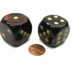 Dice>Scarab 30mm Large D6 Chessex Dice, 2 Pieces - Blue Blood with Gold Pips - Your Source for Gaming Essentials