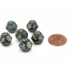 Dice>Scarab 12mm Mini 12 Sided D12 Dice, 6 Pieces - Jade with Gold Numbers - Your Source for Gaming Essentials