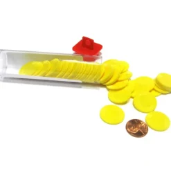 Cards-Set of 50 7/8" Easy Stacking Plastic Mini Playing Poker Chips - Yellow - Your Source for Gaming Essentials