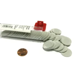 Cards-Set of 50 7/8" Easy Stacking Plastic Mini Playing Poker Chips - Gray - Your Source for Gaming Essentials