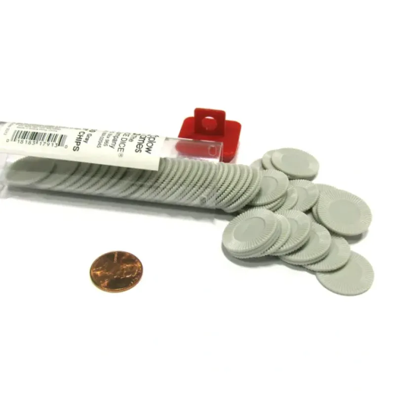 Cards-Set of 50 7/8" Easy Stacking Plastic Mini Playing Poker Chips - Gray - Your Source for Gaming Essentials